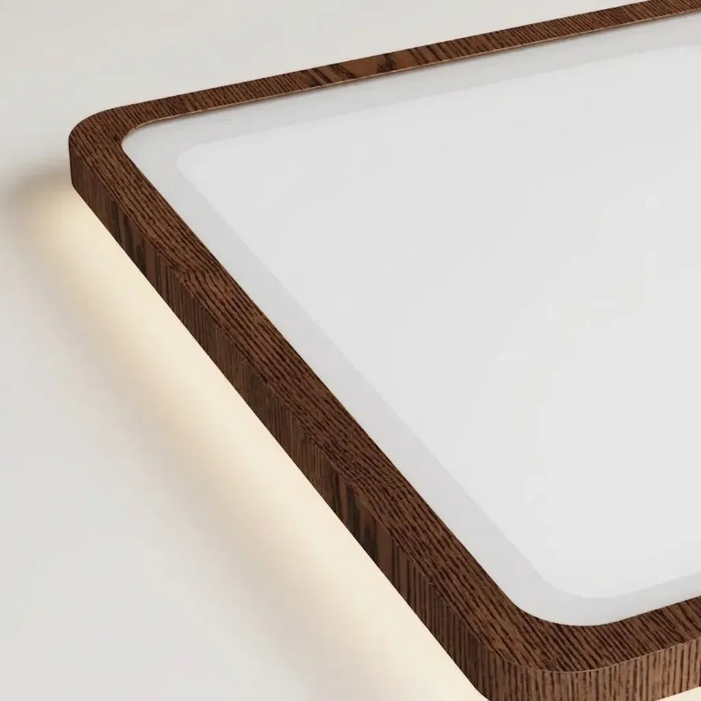 מנורת תקרה לד מרובעת דמוי עץ