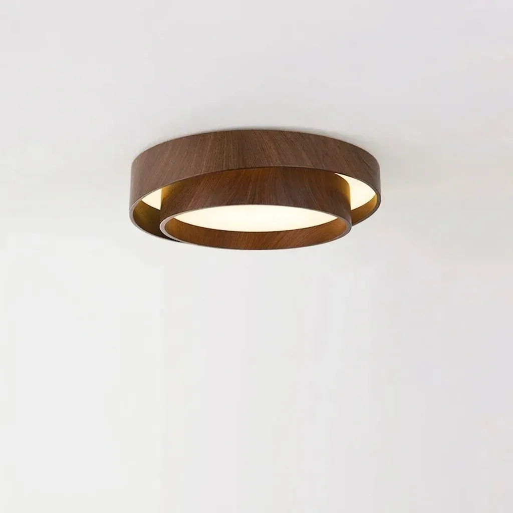 נברשת לד עגולה בגימור אגוז