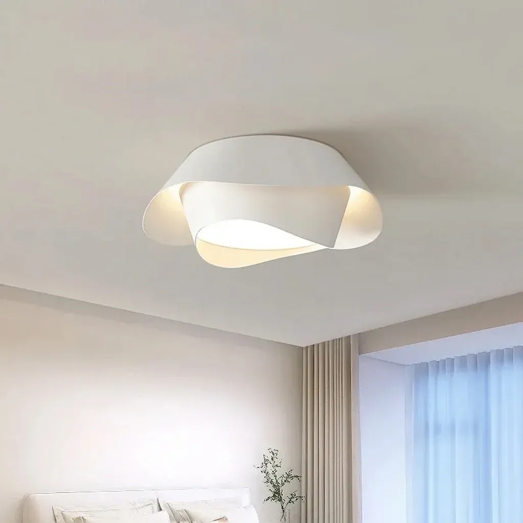 מנורת תקרה נורדית לבנה בגל מעוגל