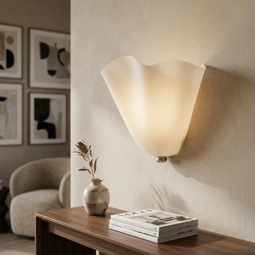 מנורת קיר זכוכית וובי סאבי בגוון שנהב