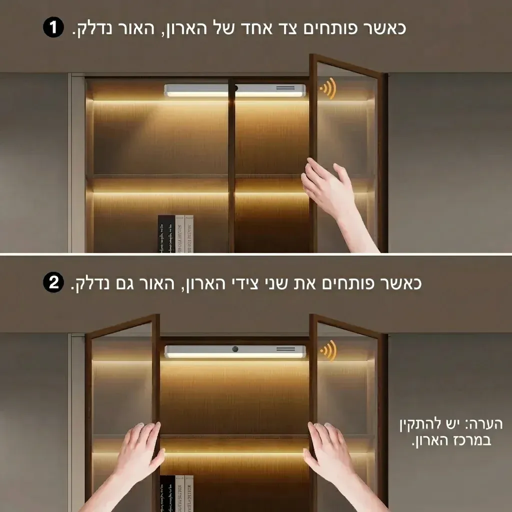 פס תאורת ארון חכם עם חיישן כפול