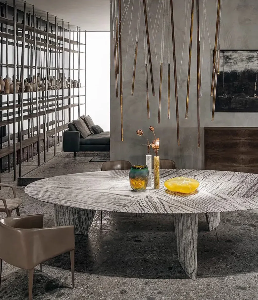 מנורה תלויה ברונזה קלאסית בקו ארוך לשני מוקדי אור