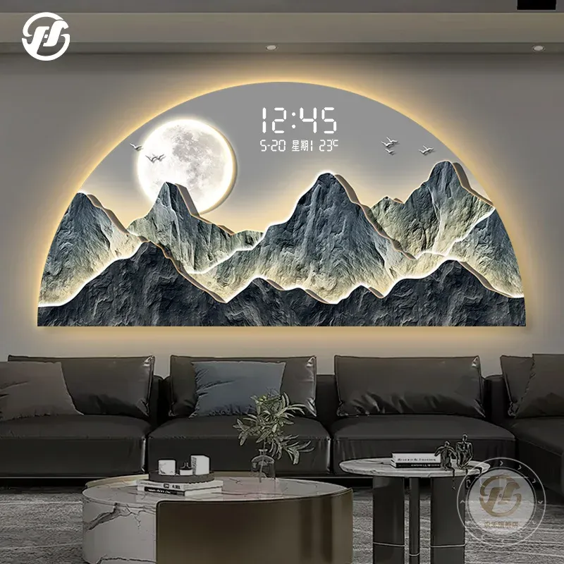 מנורת קיר נוף יוקרתית עם תאורת לד ופסל הרים