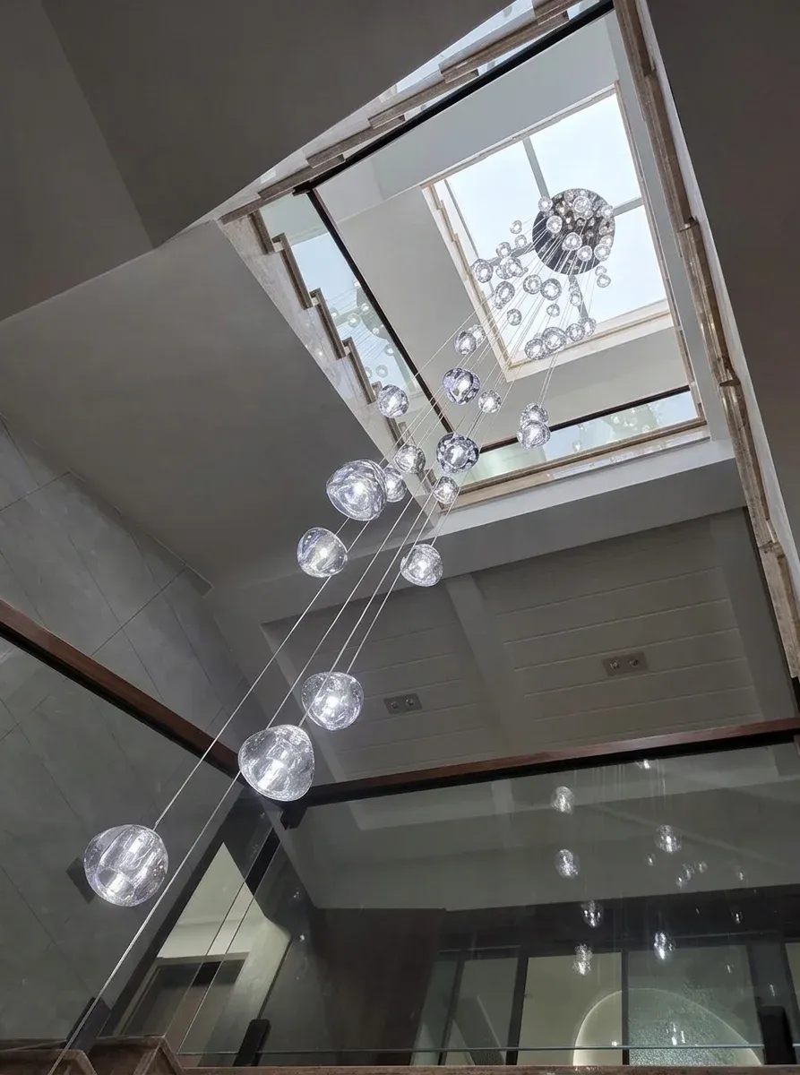 נברשת קריסטל מדורגת תלויה עם תאורת לד