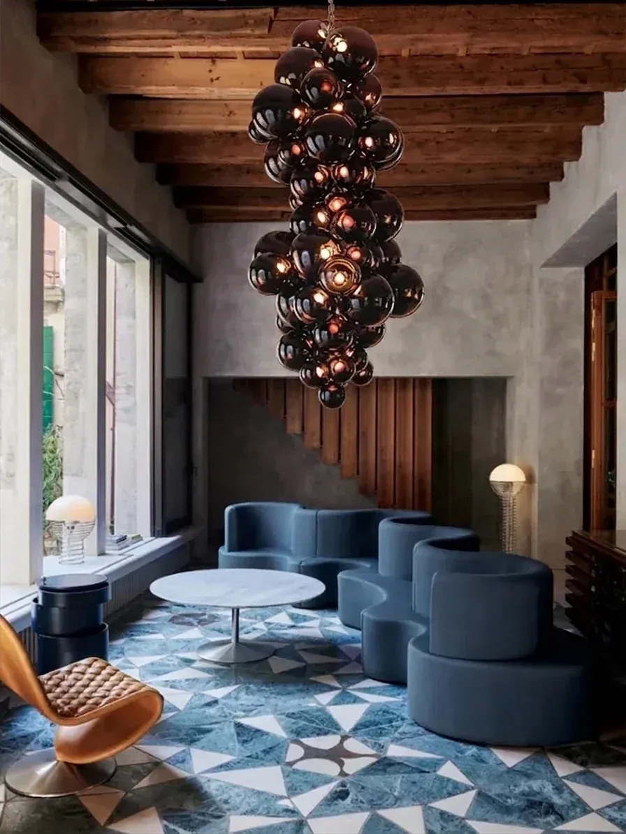 נברשת זכוכית כתומה רב שכבתית יוקרתית