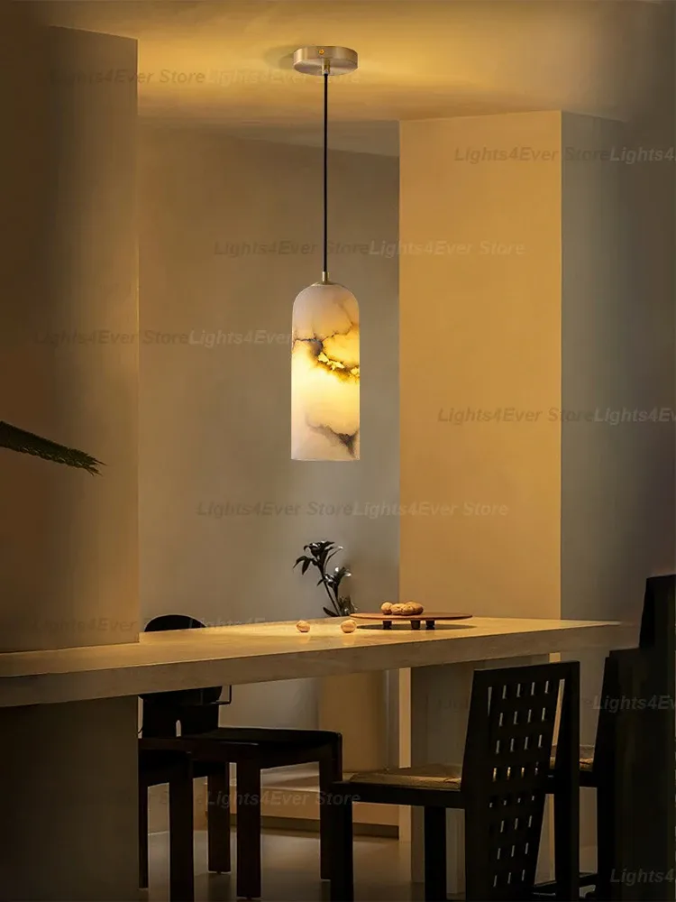 נברשת שיש ונחושת מודרנית עם עמעום