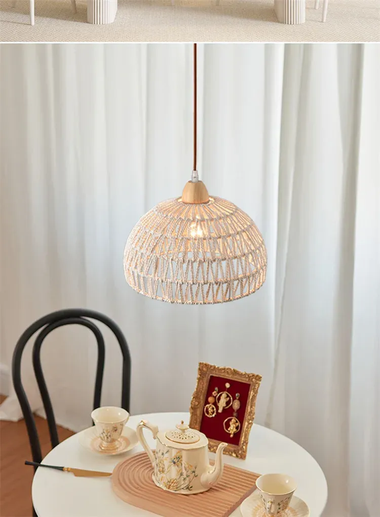 מנורה תלויה ראטן קלועה בסגנון בוהו