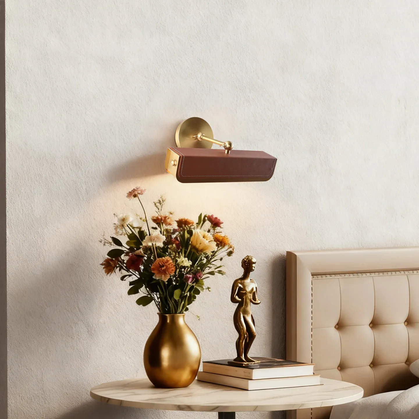 מנורת קיר פליז מעוצבת למראה ולחדר שינה