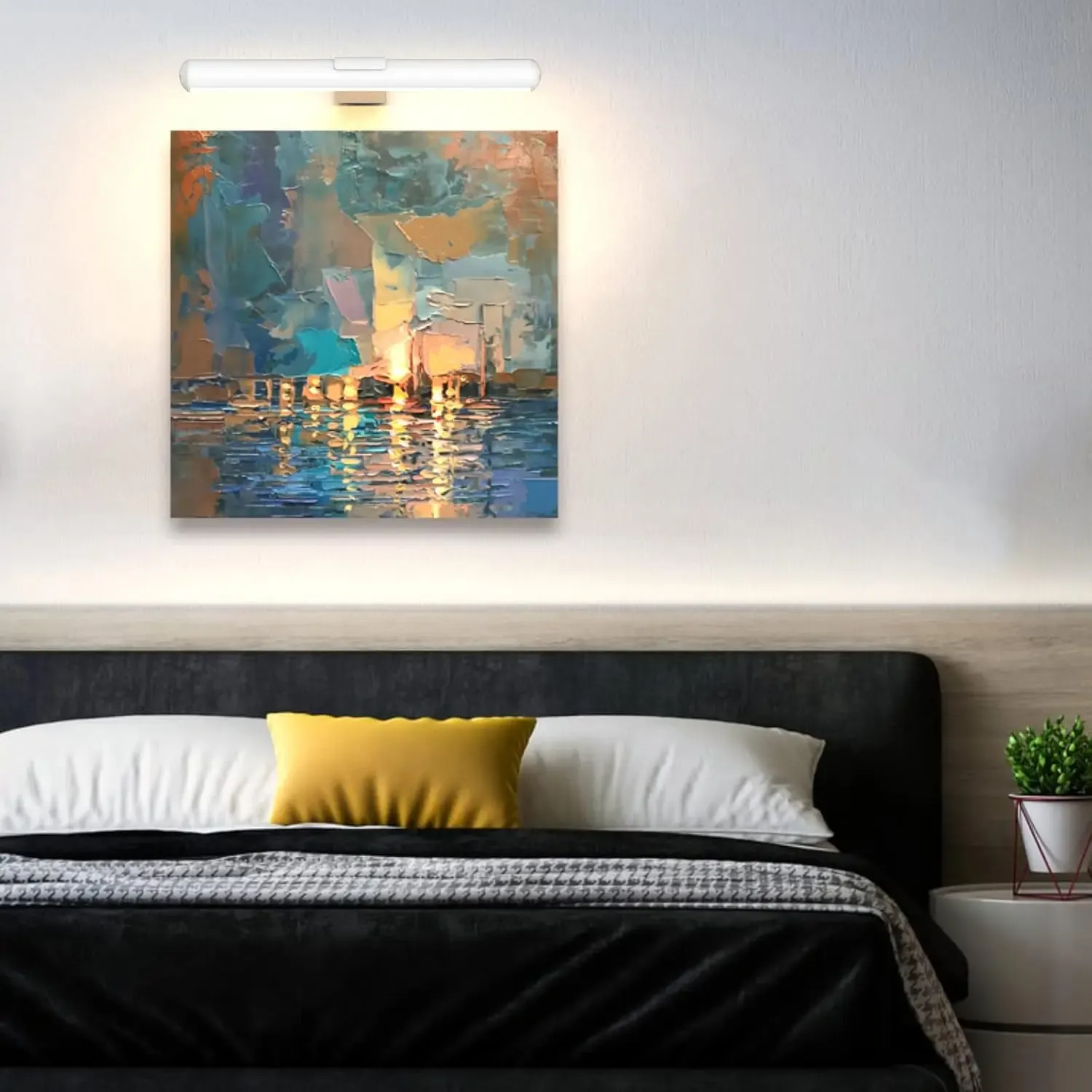 מנורת קיר נטענת עמידה למים עם שלט ועמעום