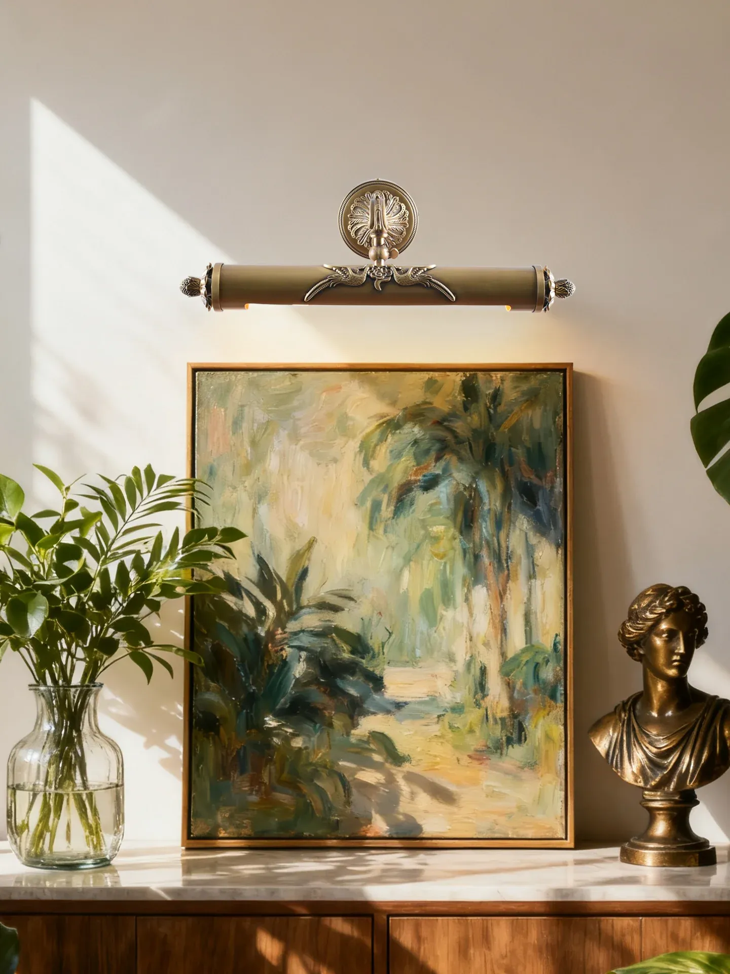 מנורת קיר פליז כפולה למראה ולאמבטיה