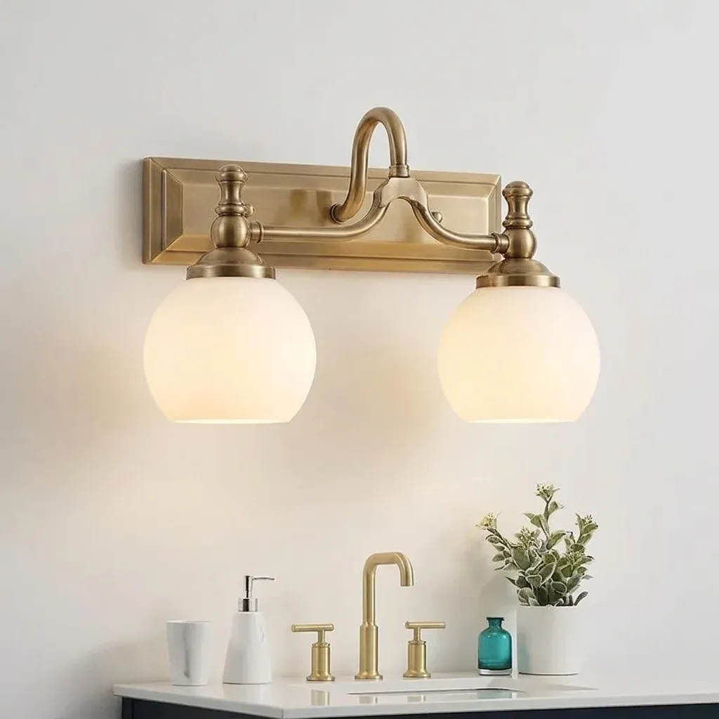 מנורת קיר מראה כפולת ראש פליז