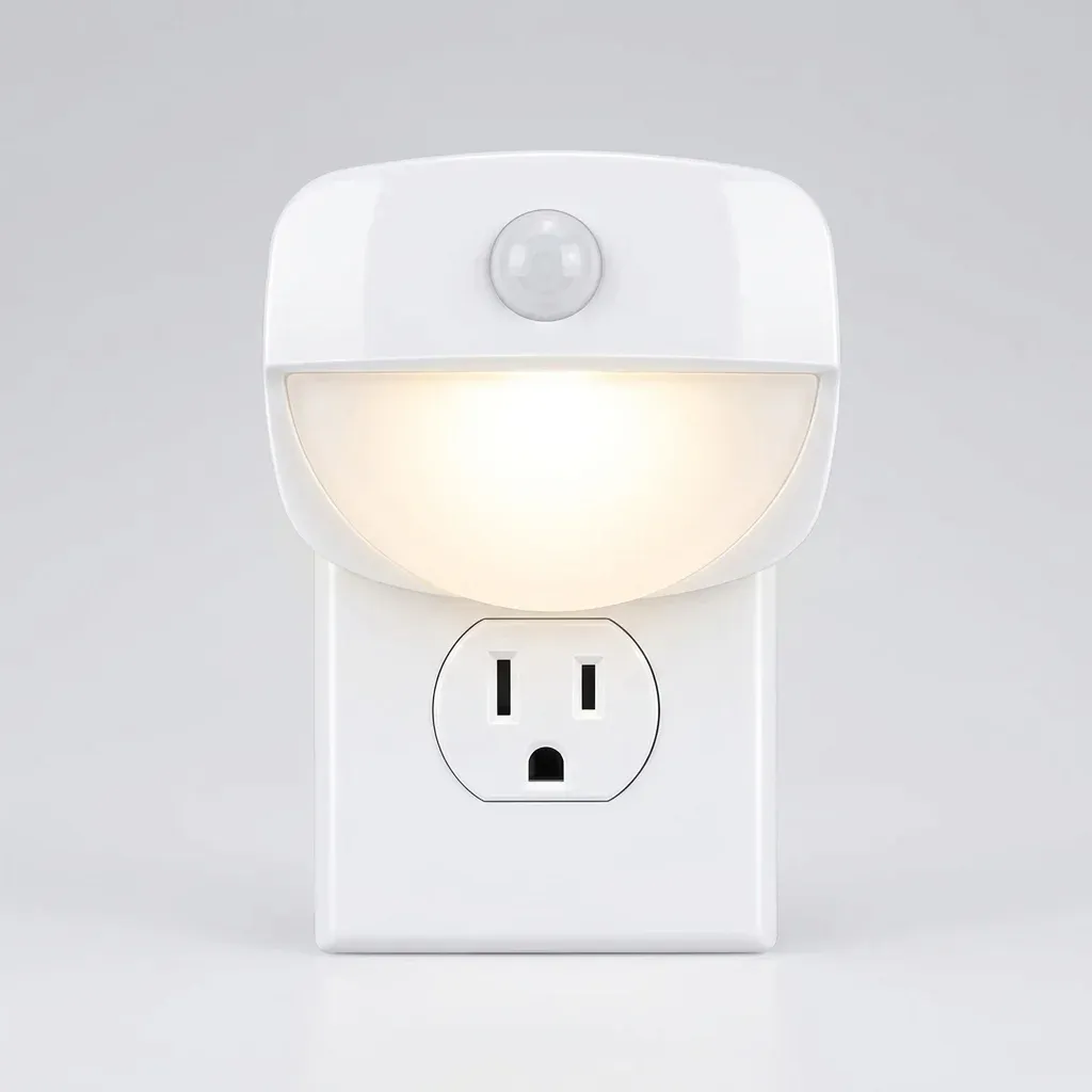 מנורת חיישן תנועה לשקע לבנה