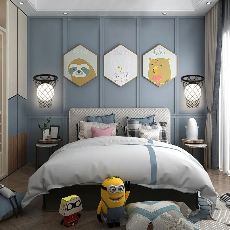 מנורת קיר כדורסל לחדר ילדים