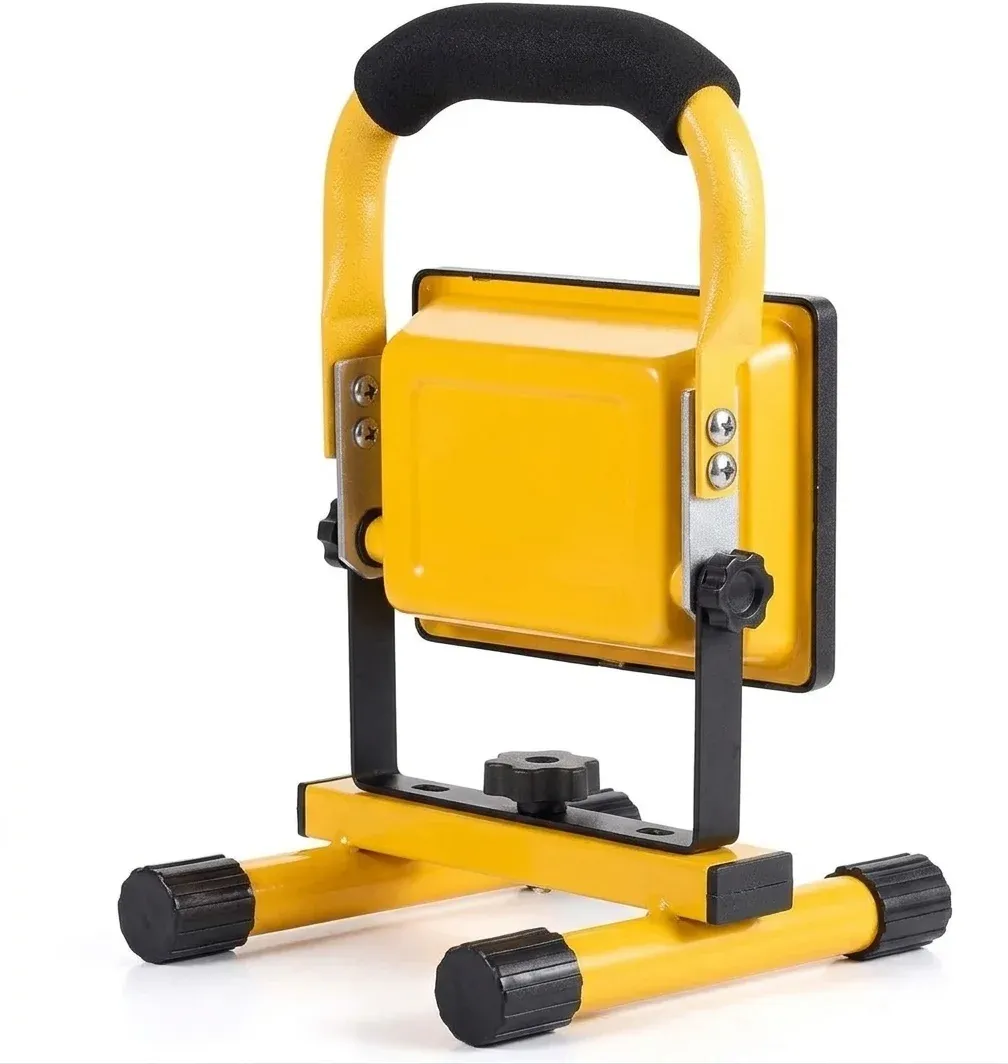 פנס הצפה נטען צהוב עם מעמד