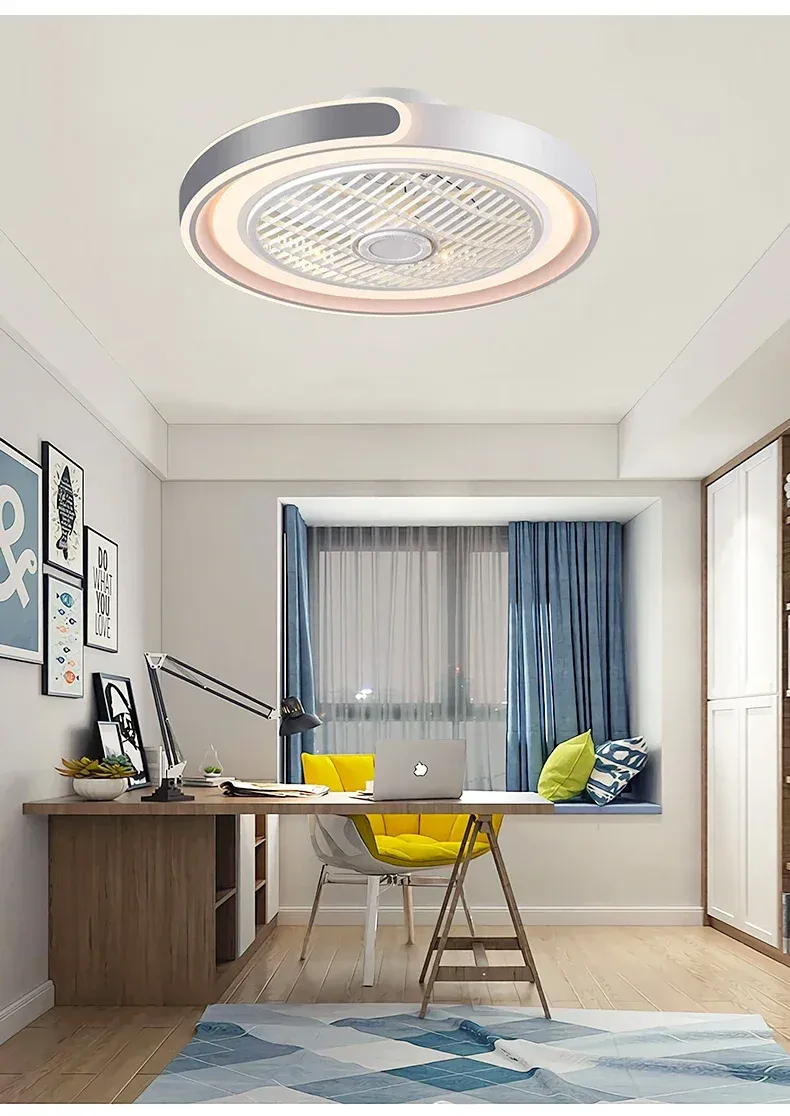 מאוורר תקרה לד שקט עם להבים נסתרים