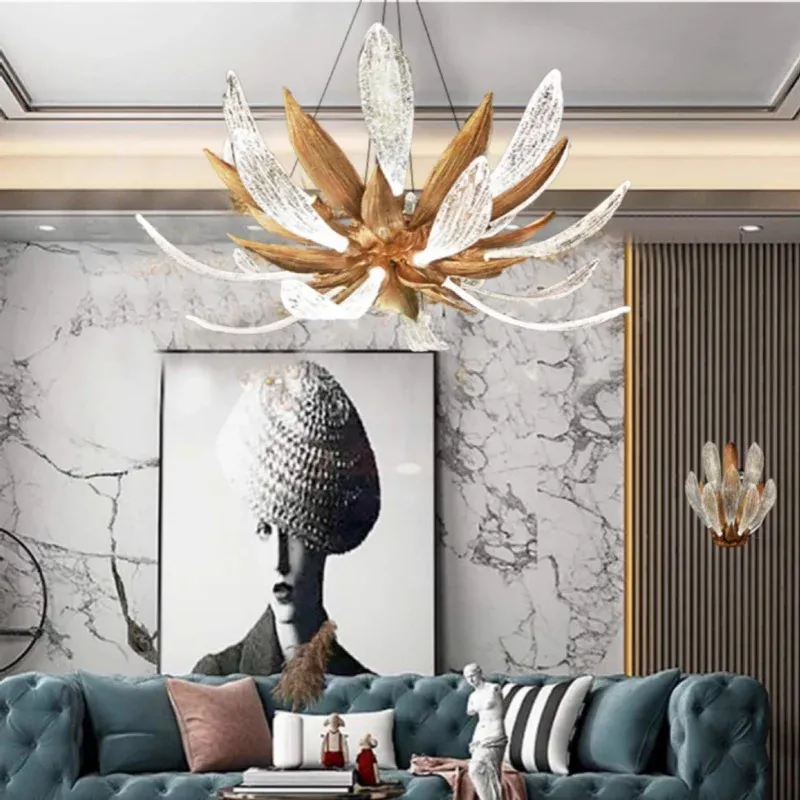 נברשת תלויה צרפתית יוקרתית מזכוכית ומתכת