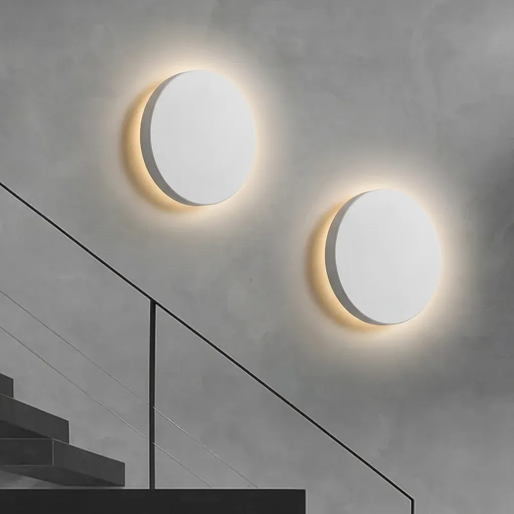 מנורת קיר גבס עגולה לבנה