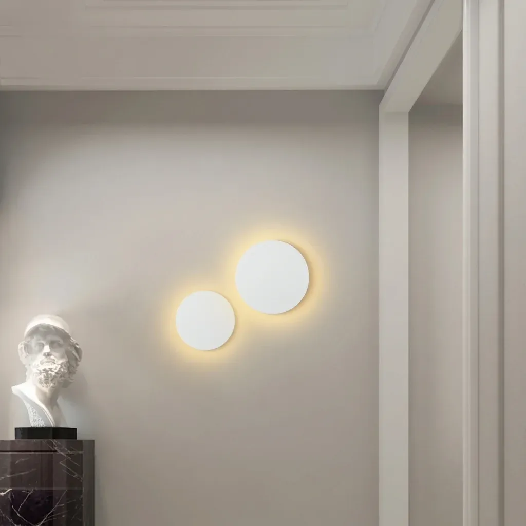 מנורת קיר גבס עגולה לבנה