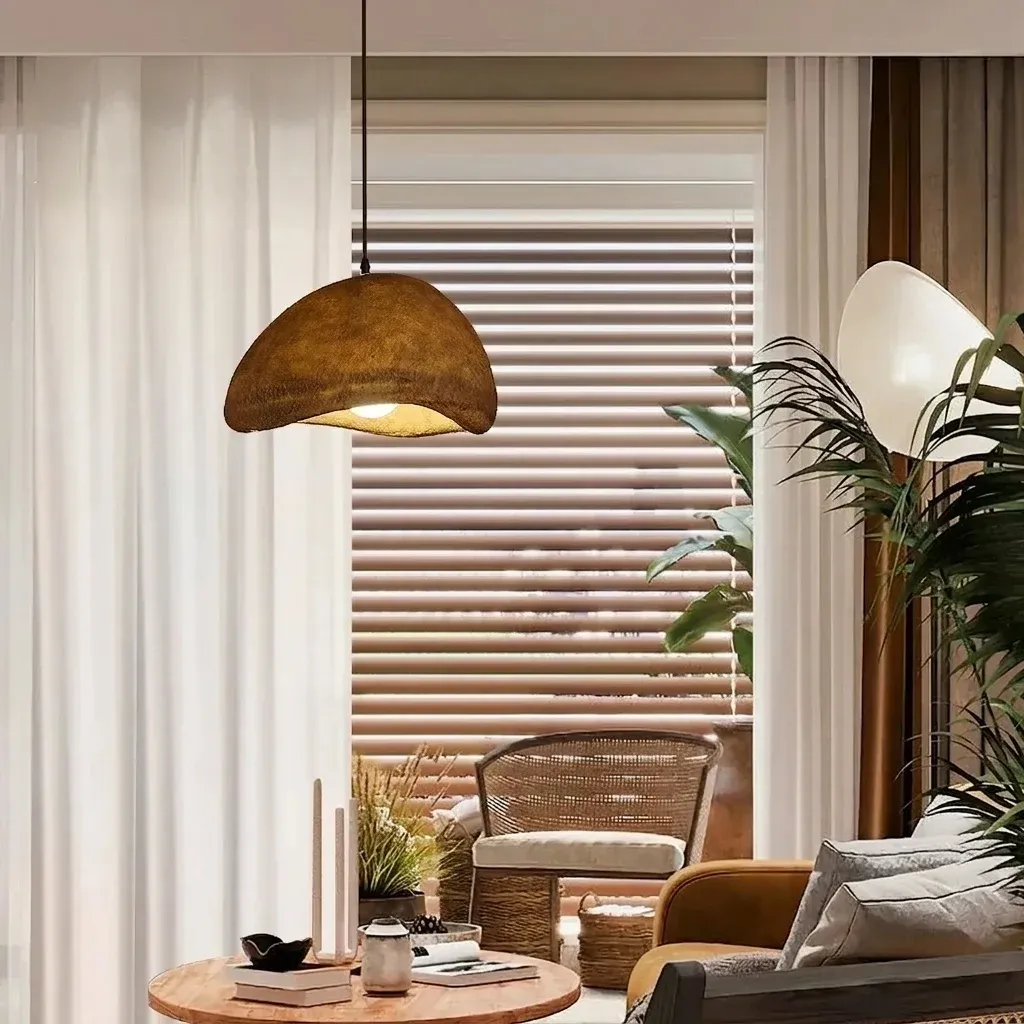 מנורה תלויה קונוס נורדית חומה עם לד