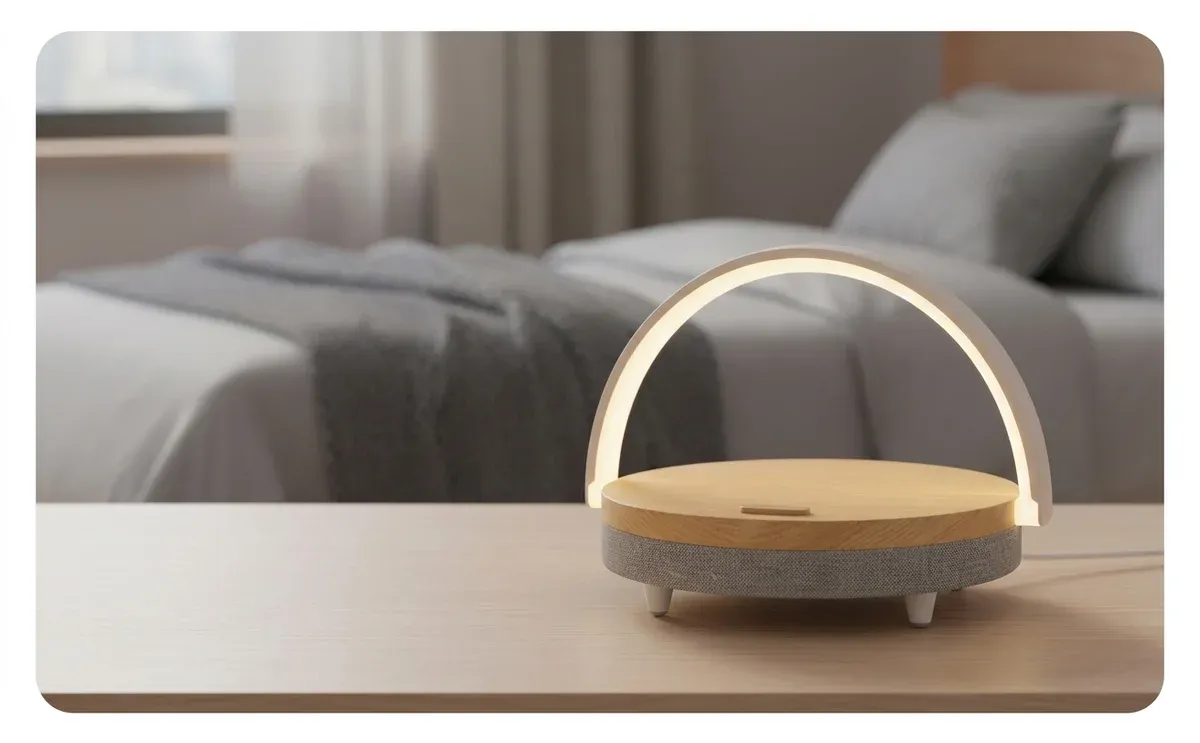 מנורת שידה נורדית עם קשת ותאורה