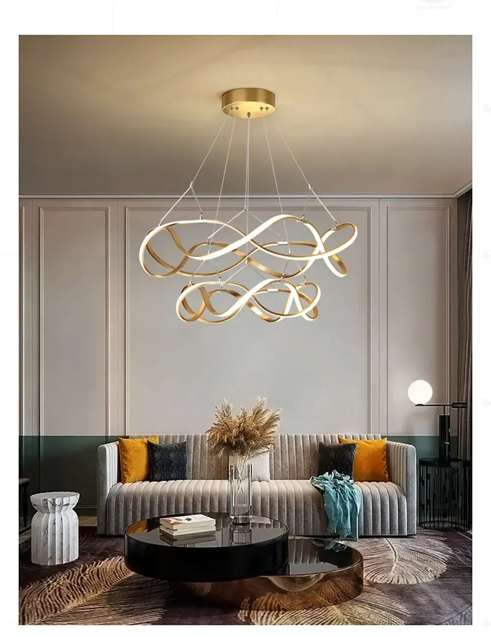 נברשת לד תלויה בגימור זהב מודרני