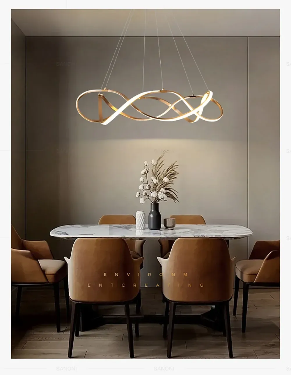 נברשת לד תלויה בגימור זהב מודרני