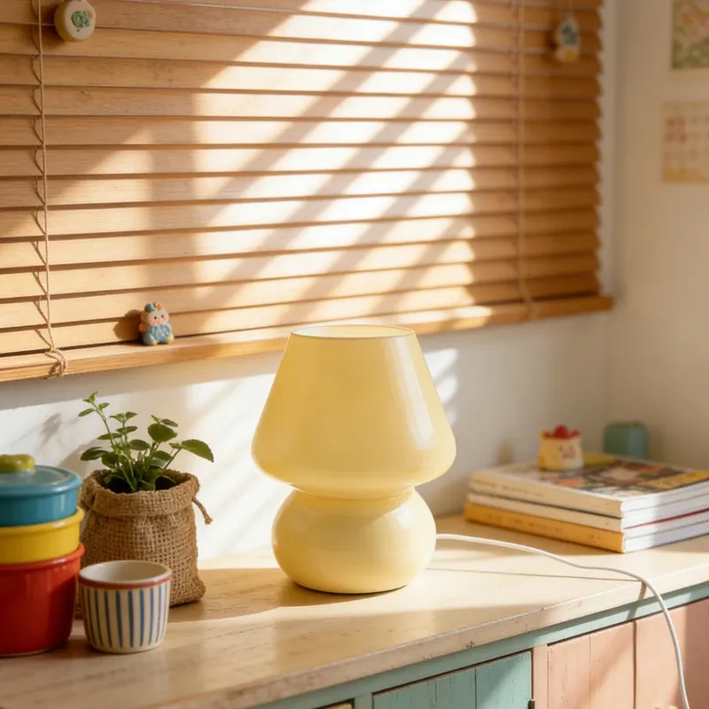 מנורת שולחן זכוכית רכה עם עמעום ומגע