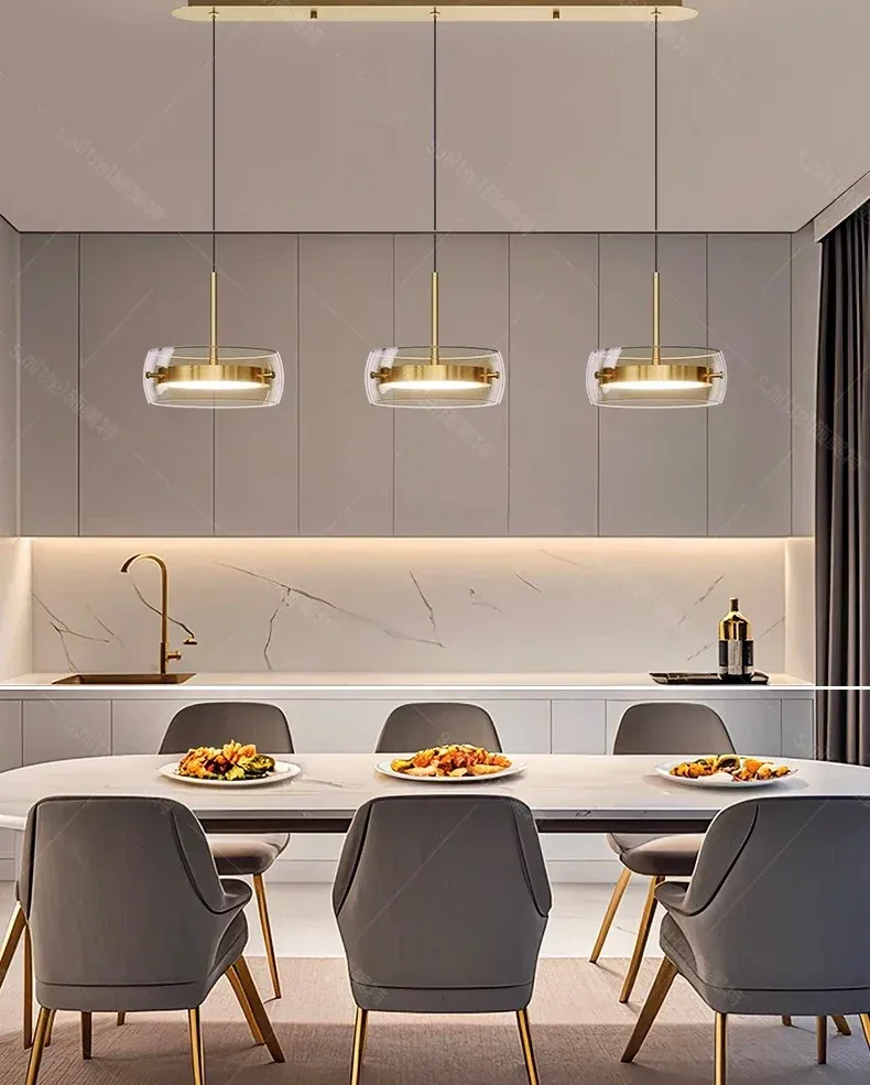 מנורה תלויה זכוכית אבן מודרנית עם עמעום ושלט