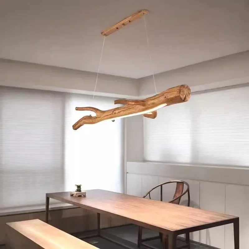 מנורה תלויה ענפי שרף וינטג׳ עם עמעום ושלט