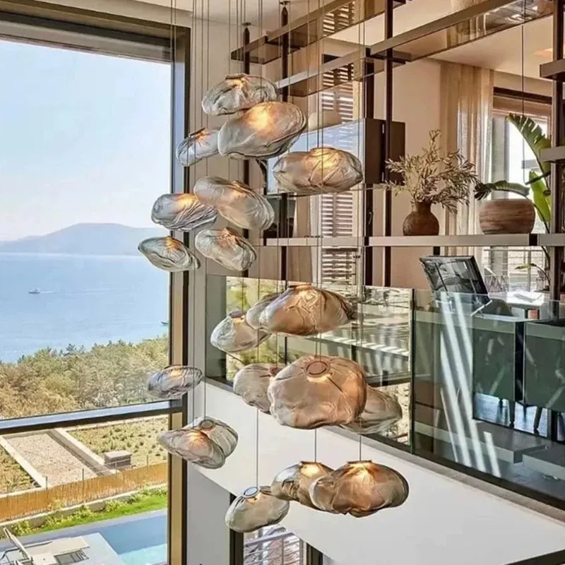 נברשת זכוכית מודרנית רב ראשית עם עמעום