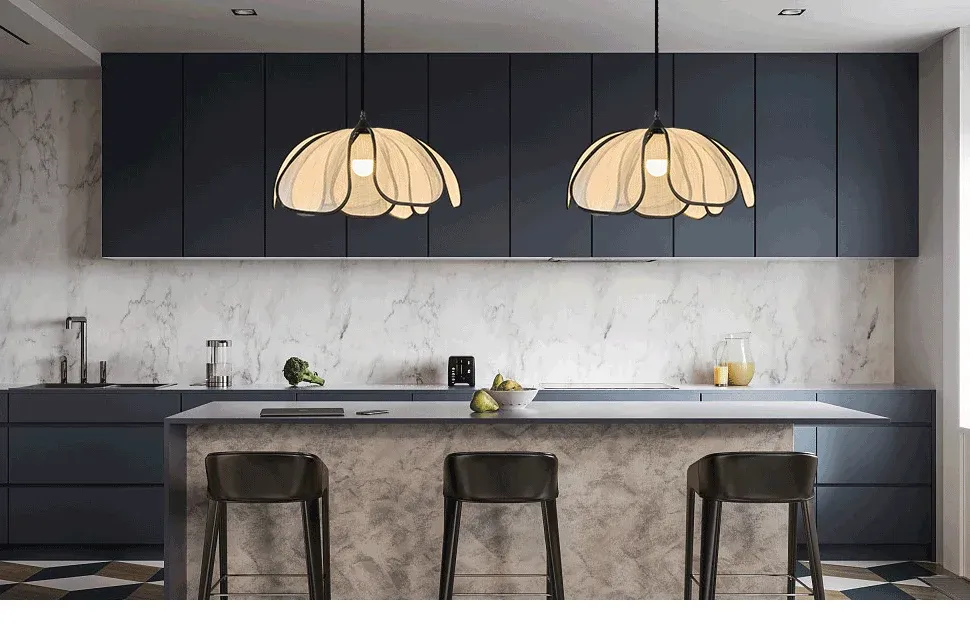 נברשת שמנת נורדית פרחונית עם תאורת לד תלת גונית