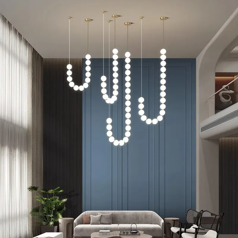 נברשת לד מודרנית רב ראשית עם עמעום ושלט