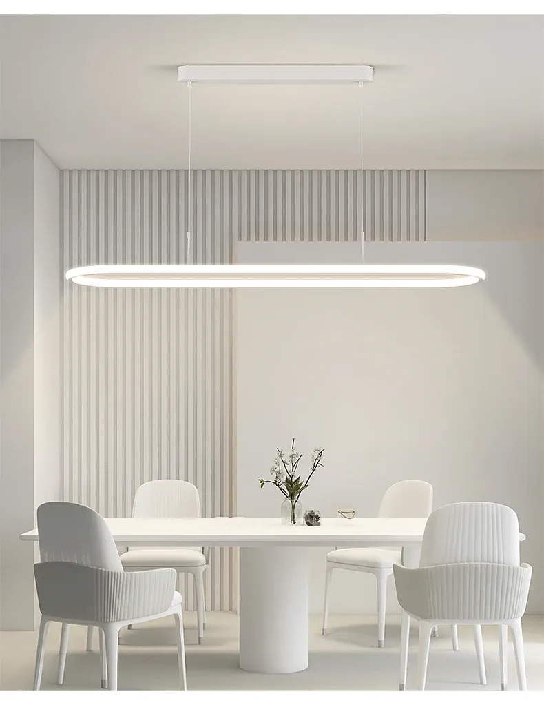 מנורה תלויה לד ליניארית שחור לבן לפינת אוכל