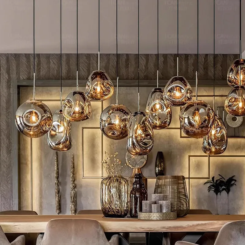 מנורה תלויה זכוכית מודרנית רב ראשית לחלל מרכזי