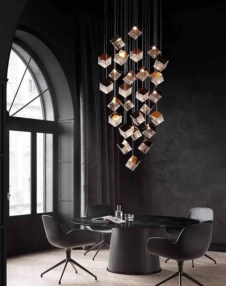 נברשת טבעות קריסטל מודרנית עם עמעום