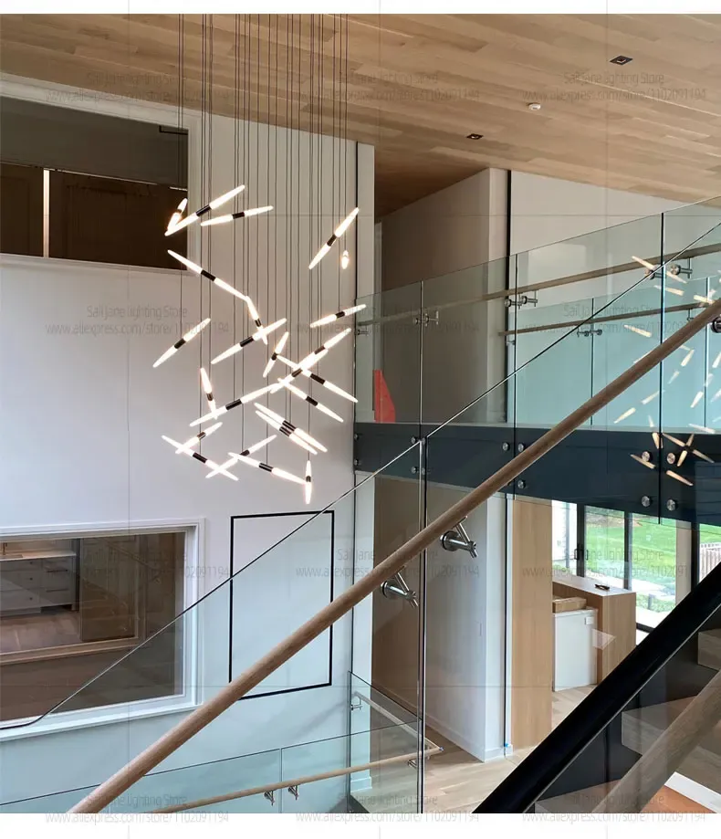 נברשת לד מודרנית רב ראשית לחדר אוכל ולמדרגות