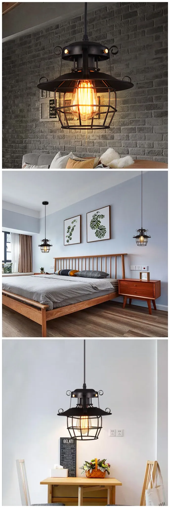 מנורה תלויה וינטג׳ תעשייתית לבית קפה ולמסדרון