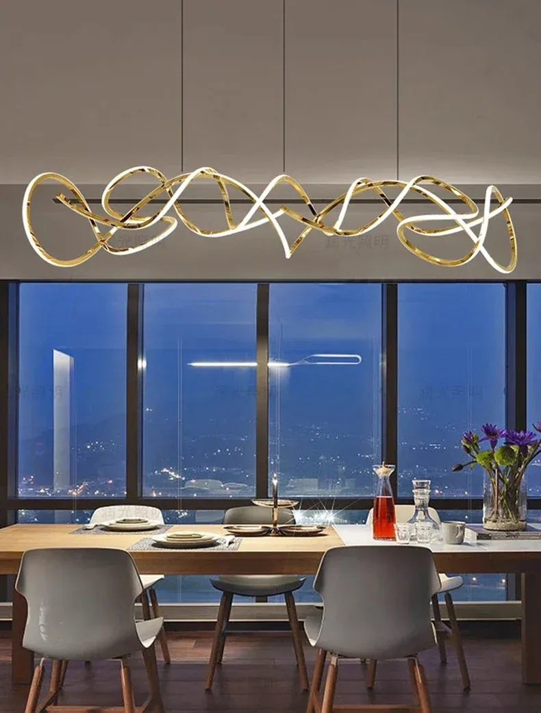 נברשת תלייה מודרנית מפלדת אל חלד עם עמעום ושלט