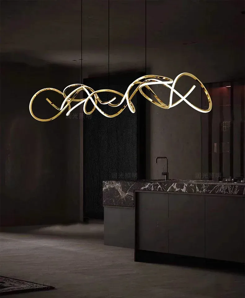 נברשת תלייה מודרנית מפלדת אל חלד עם עמעום ושלט