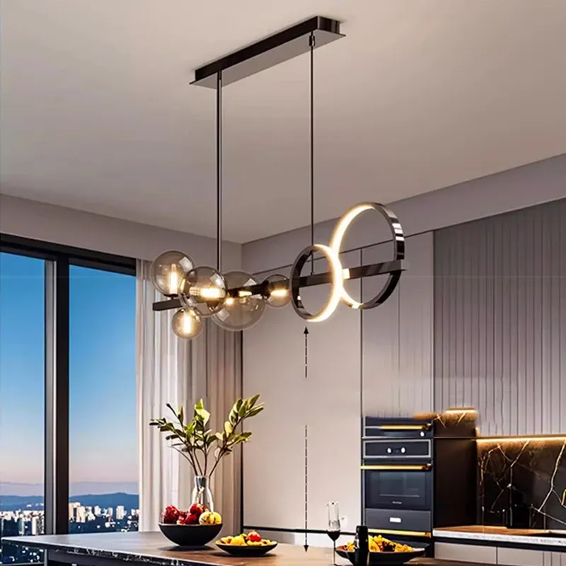 נברשת קריסטל ליניארית עם עמעום ושלט