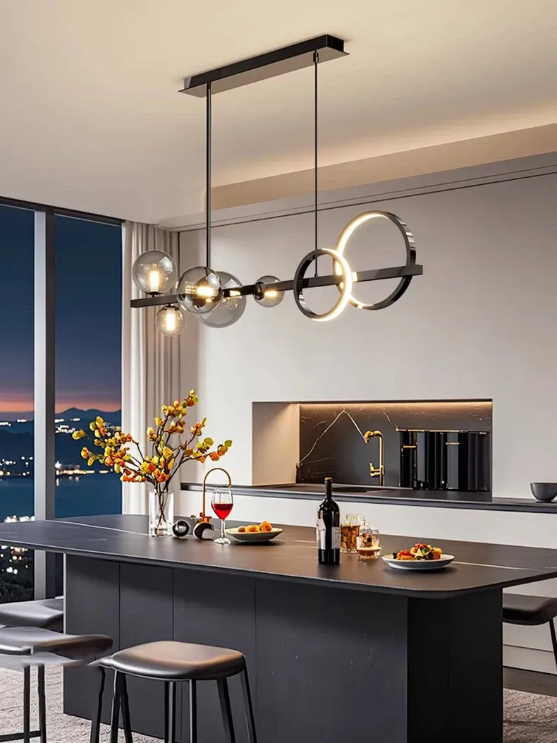 נברשת קריסטל ליניארית עם עמעום ושלט