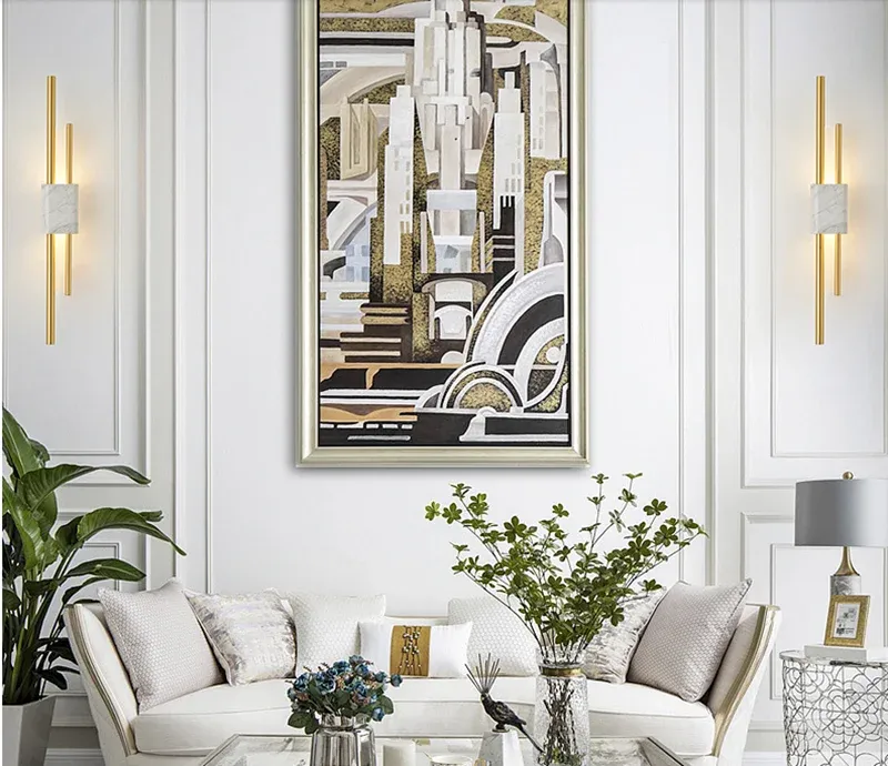 מנורת קיר אבן טבעית עם גוף מתכת