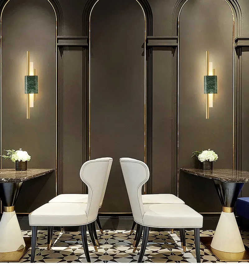 מנורת קיר אבן טבעית עם גוף מתכת