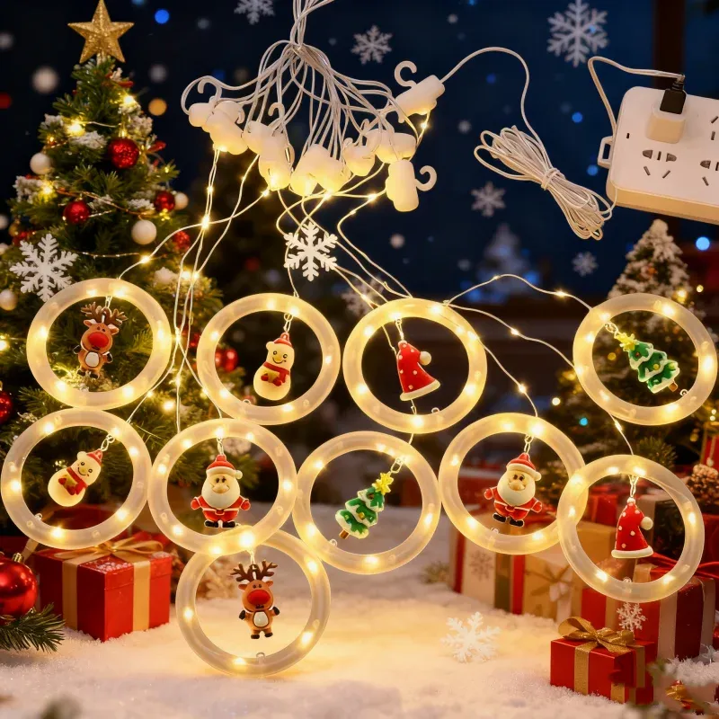 וילון אור חגיגי עם סנטה קלאוס