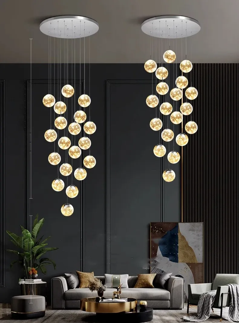 נברשת תלויה רב ראשית למדרגות ולסלון