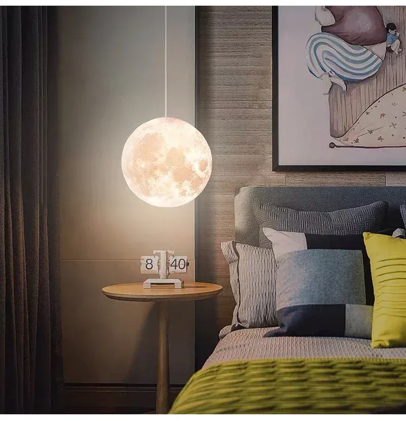 מנורת תלייה ירח תלת ממדית לחדרי שינה וחדרי ילדים