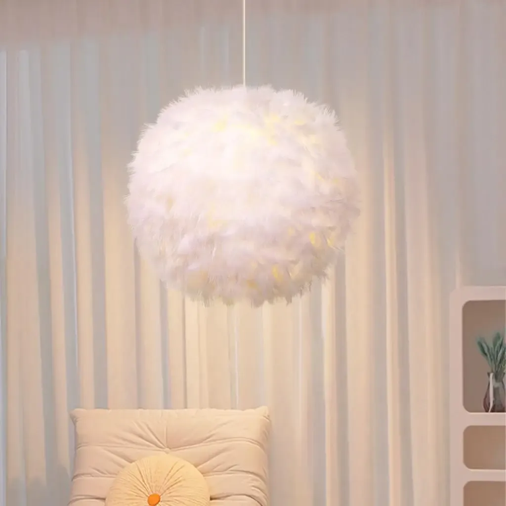 מנורה תלויה נוצה רכה מודרנית לחדר שינה ופינת אוכל