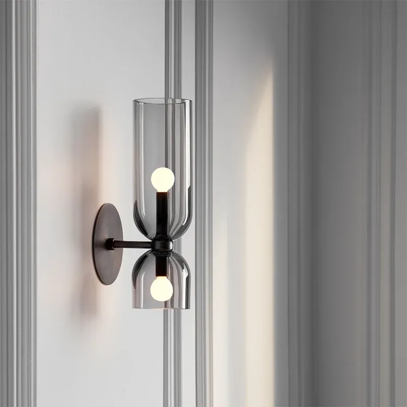 מנורת קיר זכוכית נורדית כפולת אור
