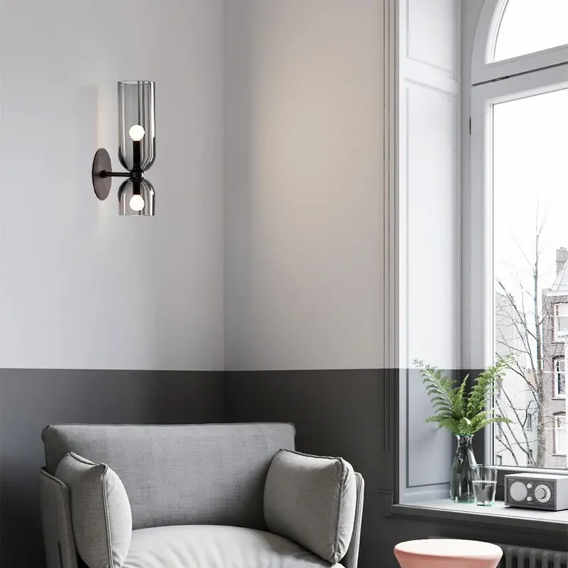 מנורת קיר זכוכית נורדית כפולת אור