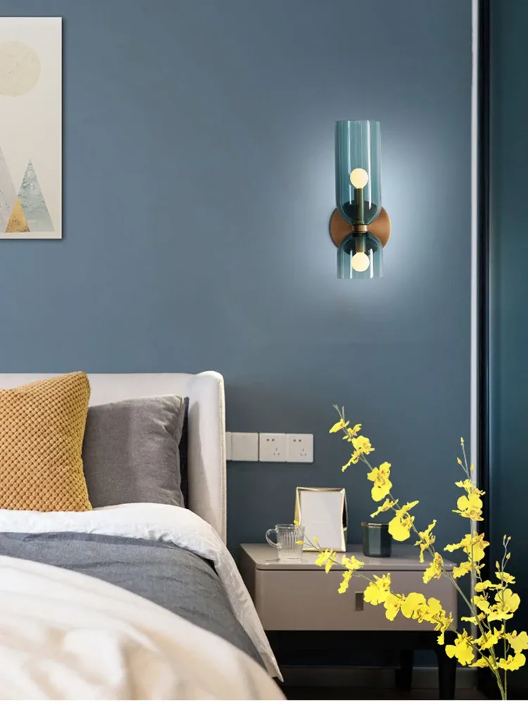 מנורת קיר זכוכית נורדית כפולת אור